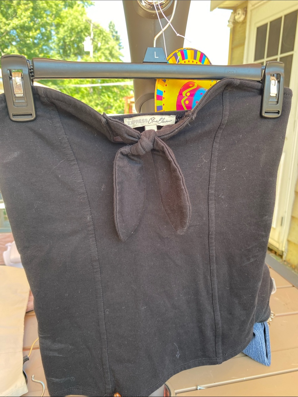 Express Black Strapless Tie-Front Bustier